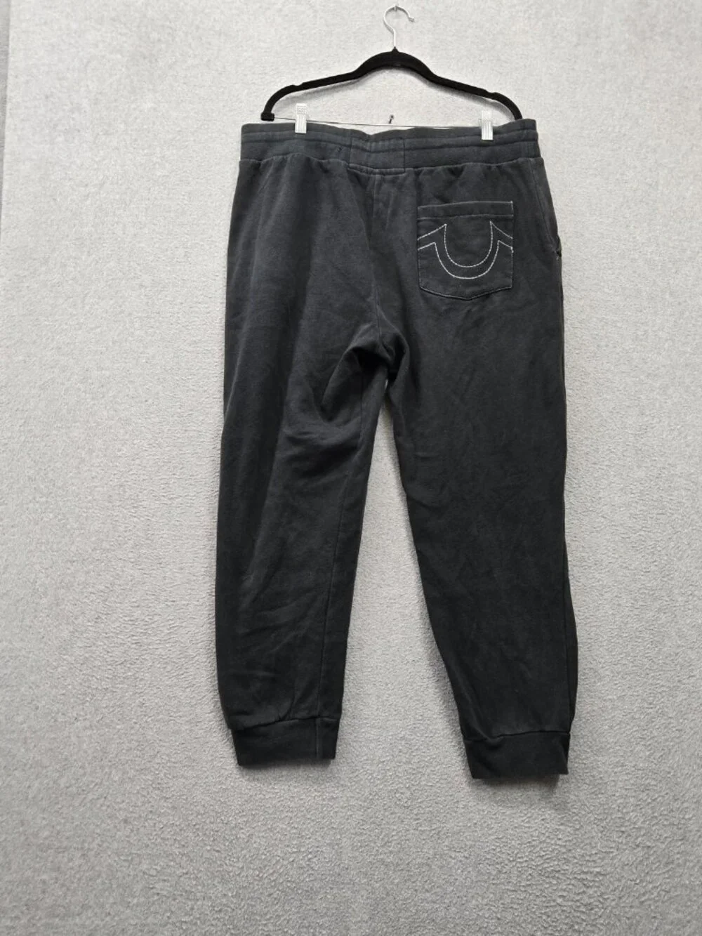 True Religion Men Activewear Pants XL Black Joggers Logo Drawstring 25